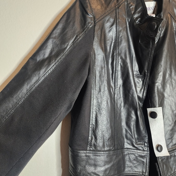 Roamans Genuine Leather Black Jacket Zip Off Hem Women's size 16W New - Picture 11 of 16